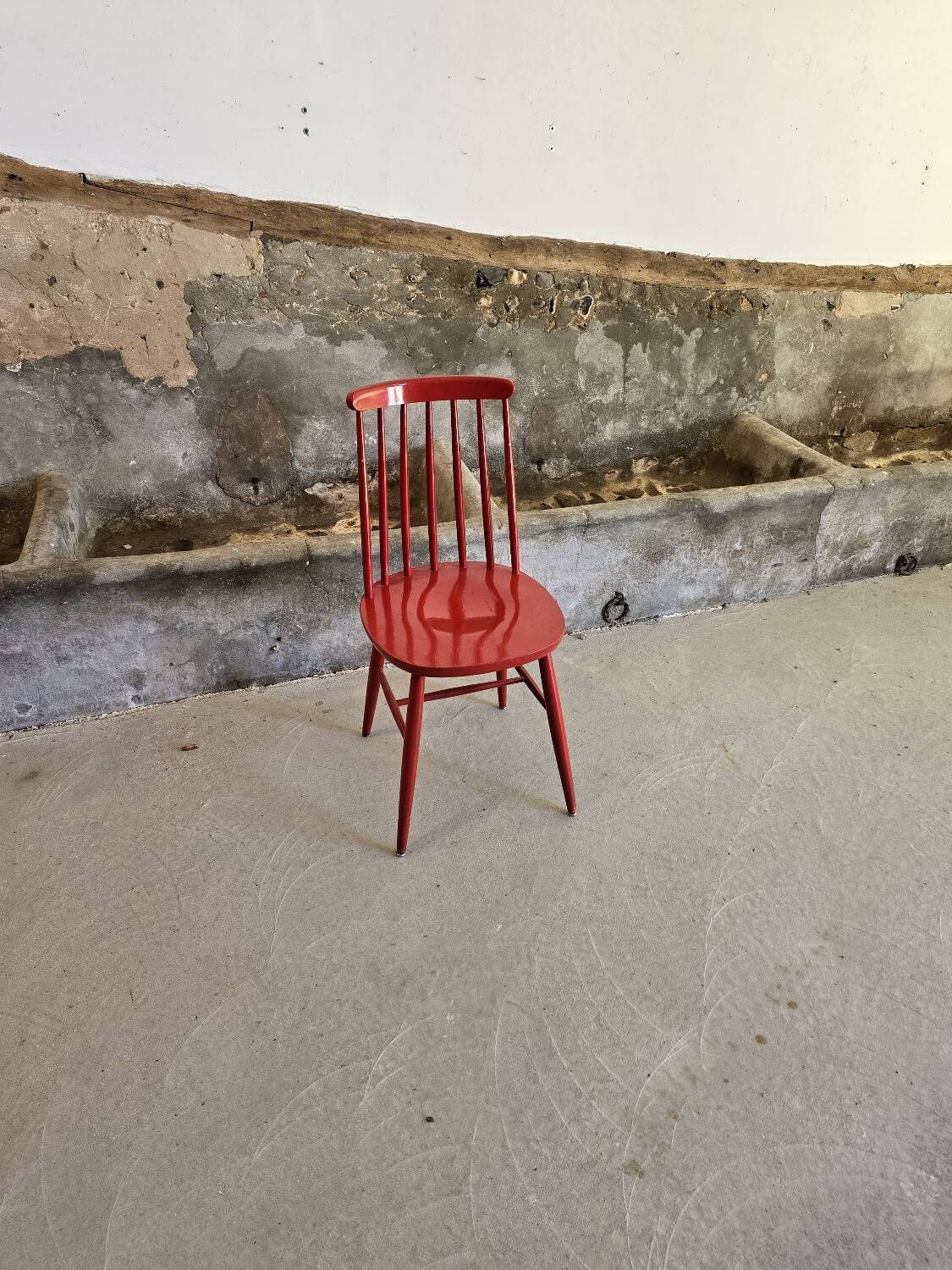 Tapiovaara style red bistro chair