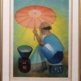 Lithograph "The Seller with the Parasol", Louis Toffoli (1907-1999)