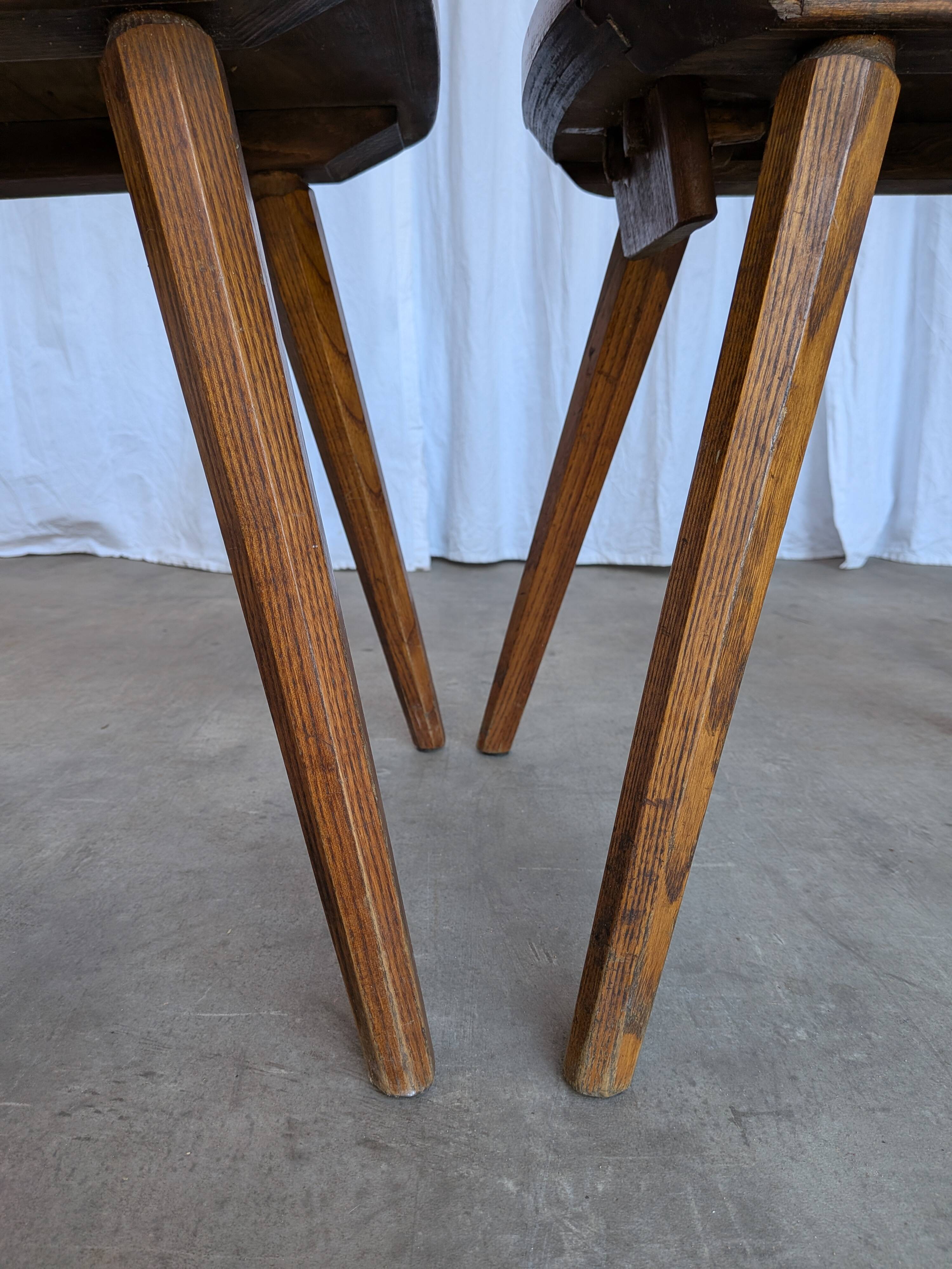 Set of 4 Farmhouse Tyrolean Chair with Heart Cutout Back / 1970s Vintage Di