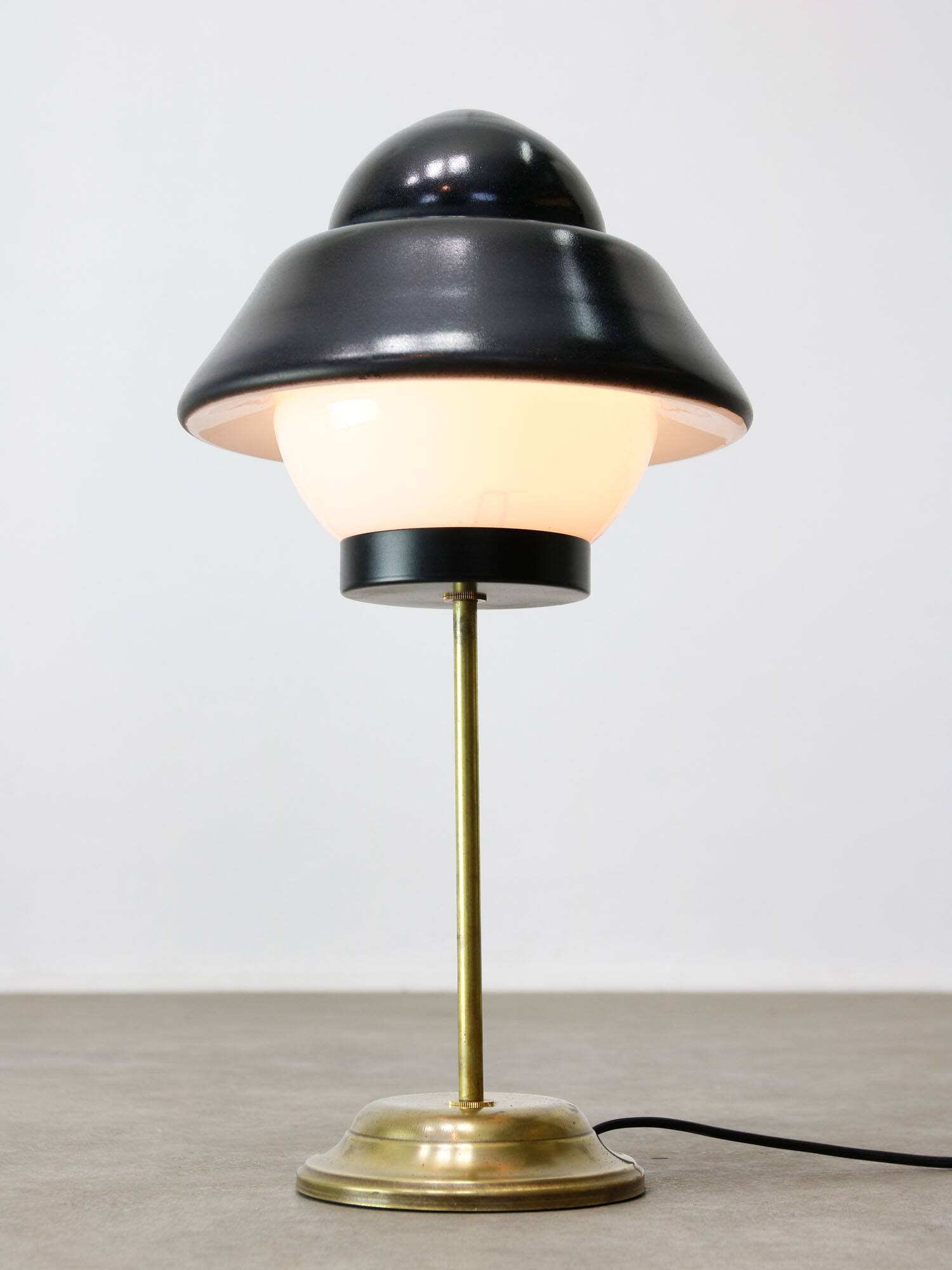Mid-century Italian Brass & Glass Table Lamp, 1960s
