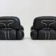 Vintage Okay armchairs by Adriano Piazzesi black leather 1970s, set of 2
