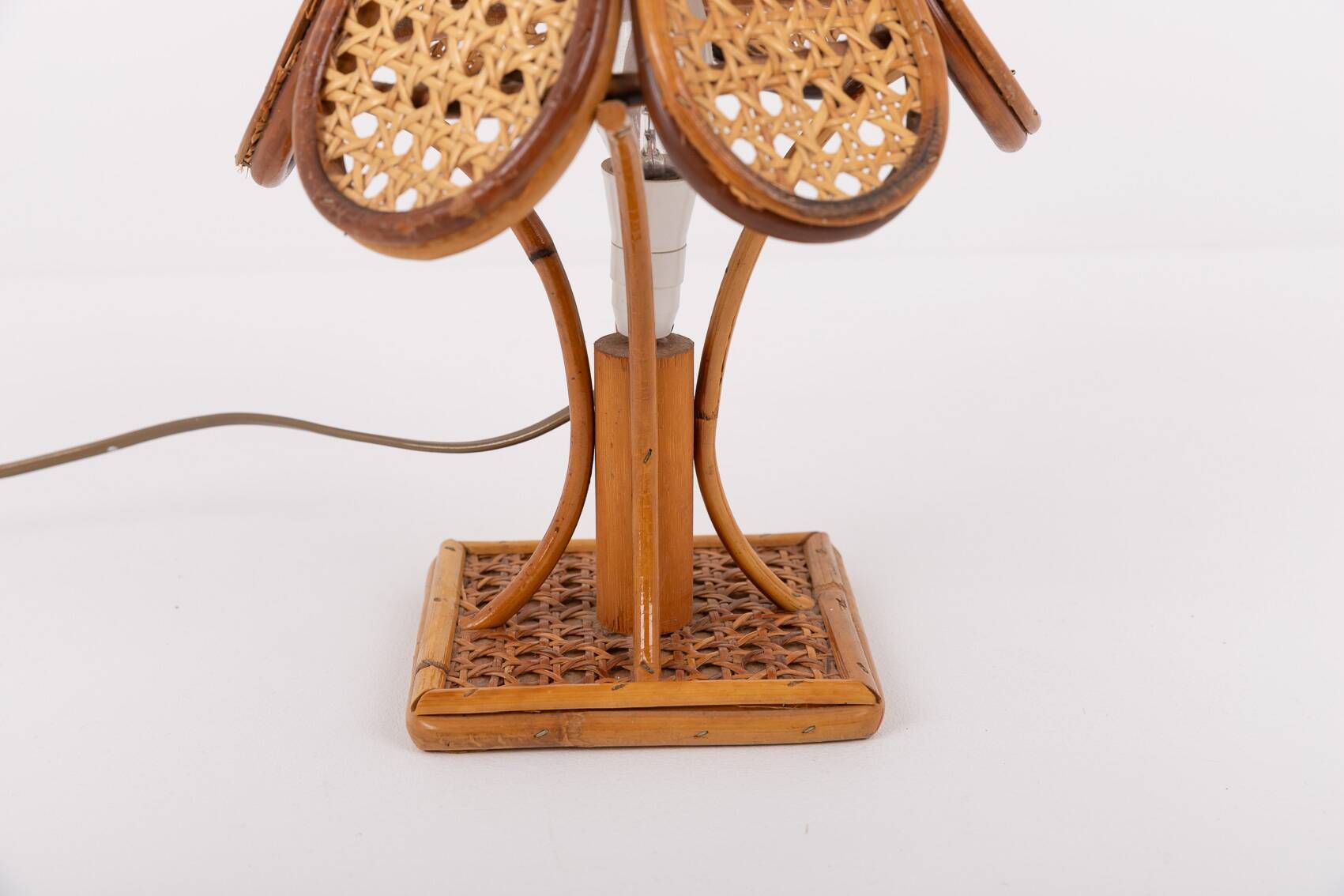 Lampe de table italienne en osier et rotin, années 1980
