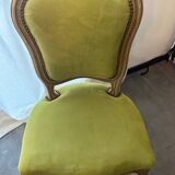 2 chaises style Louis XV en bois et velours vert