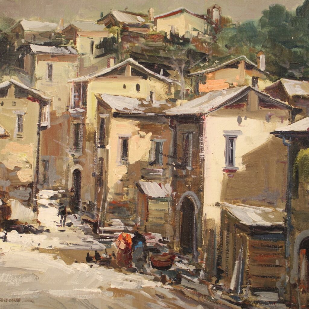 Signed Italian landscape painting from the 20th century