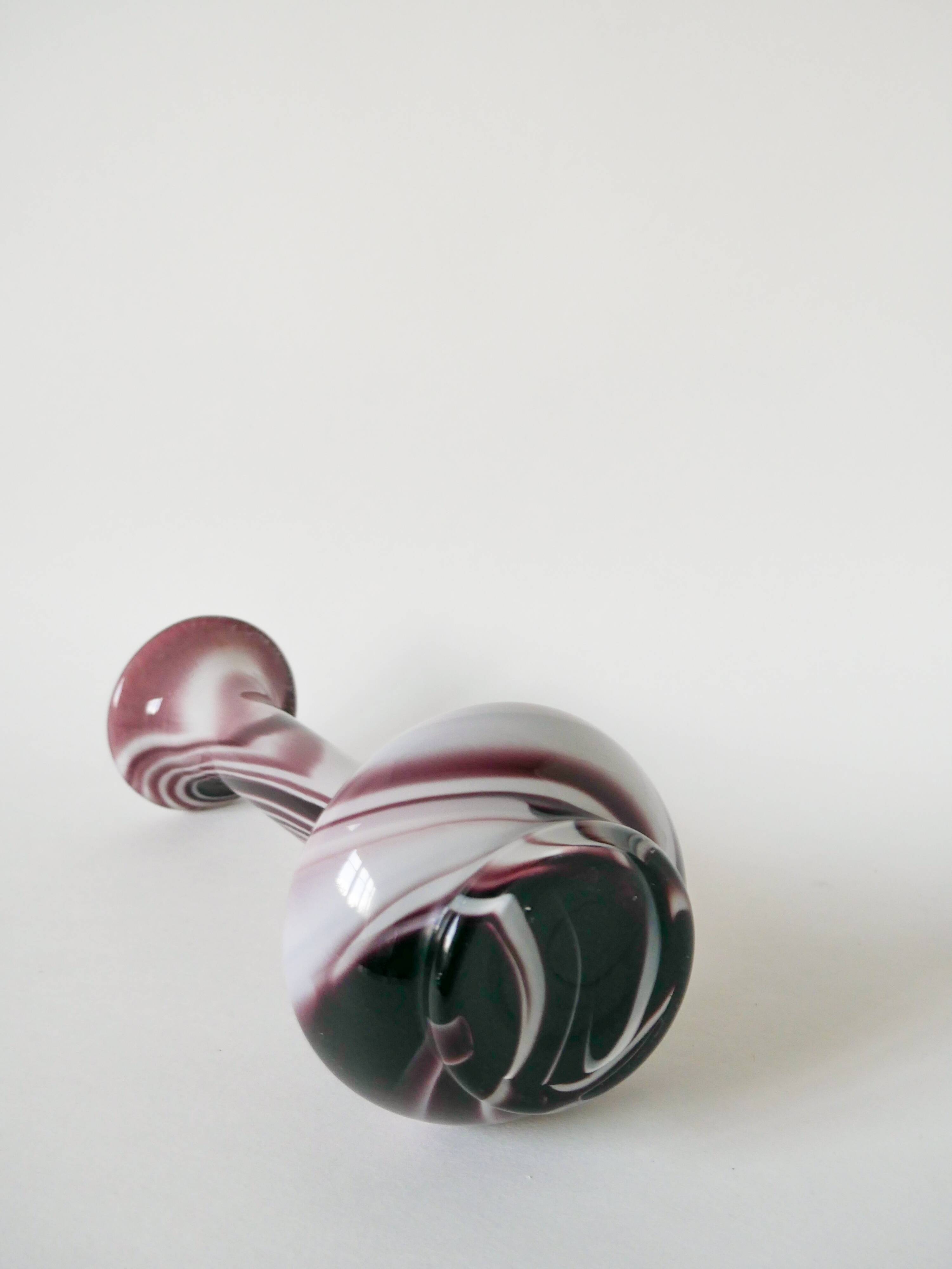 large vase in purple and white opaline Murano style 1960