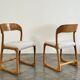 Set of 4 vintage Baumann sled chairs in ecru velvet