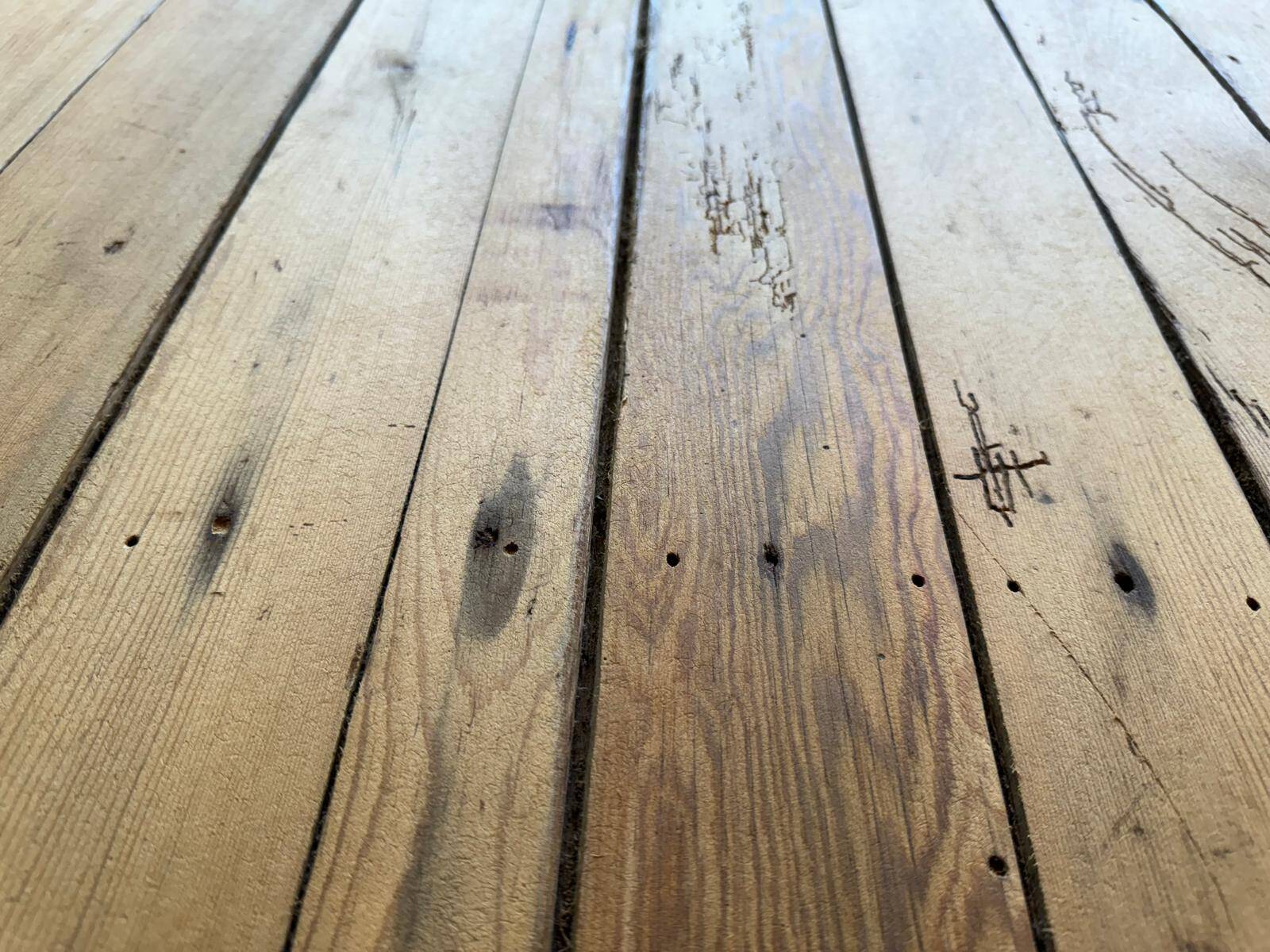 Large raw wood dining table