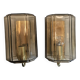 Pair of glass and brass wall lights, 1960s.