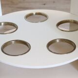 Space Age White Bar Cart On Wheels With Sliding Door, 1960s