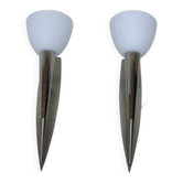 A pair of vintage ‘Torches’ wall lights, 1980s/1990s – steel and glass, E27