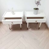 Pair of vintage bedside tables with compass feet