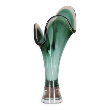 Sommerso Vase in Green Murano Glass by V.A.C. Cimarosti & Pinzan, 1960s