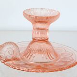Cellar rat candle holder, pink glass