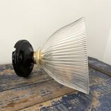 Vintage holophanous glass ceiling lamp