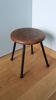 Wooden seat stool with metal legs