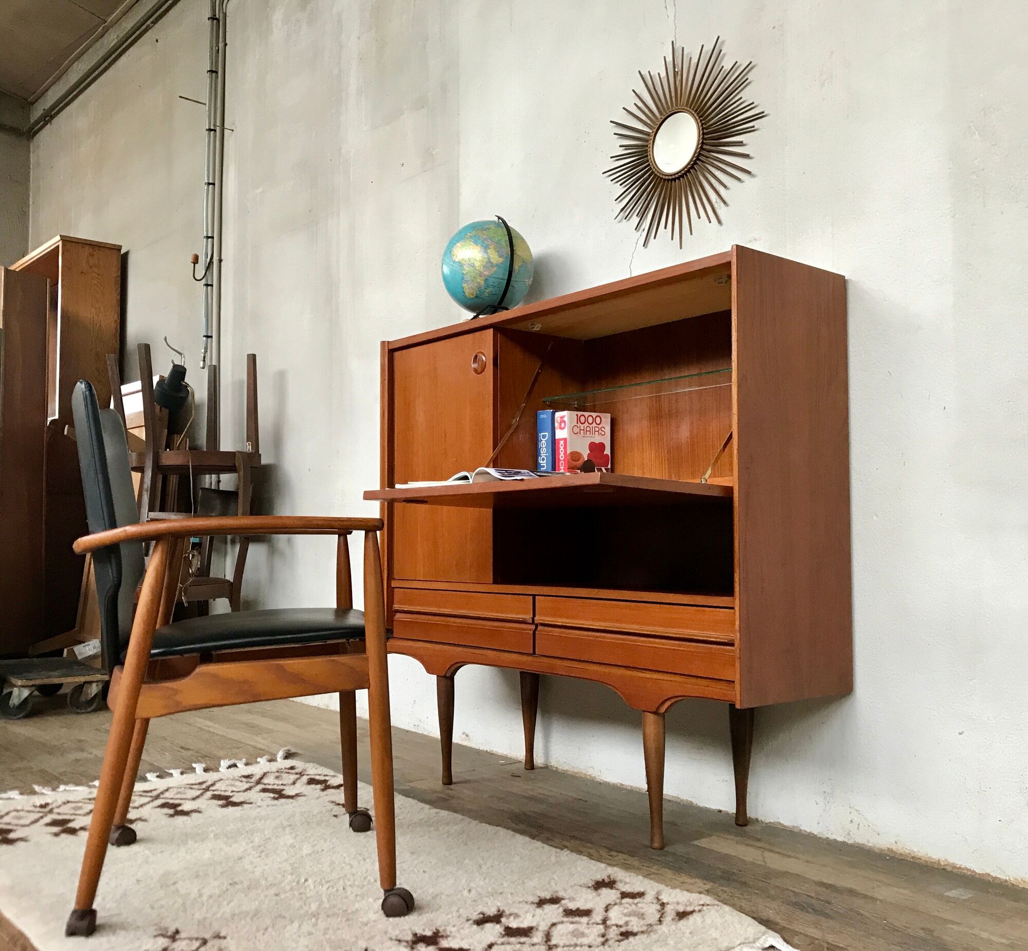 Scandinavian high sideboard in teak 1960s