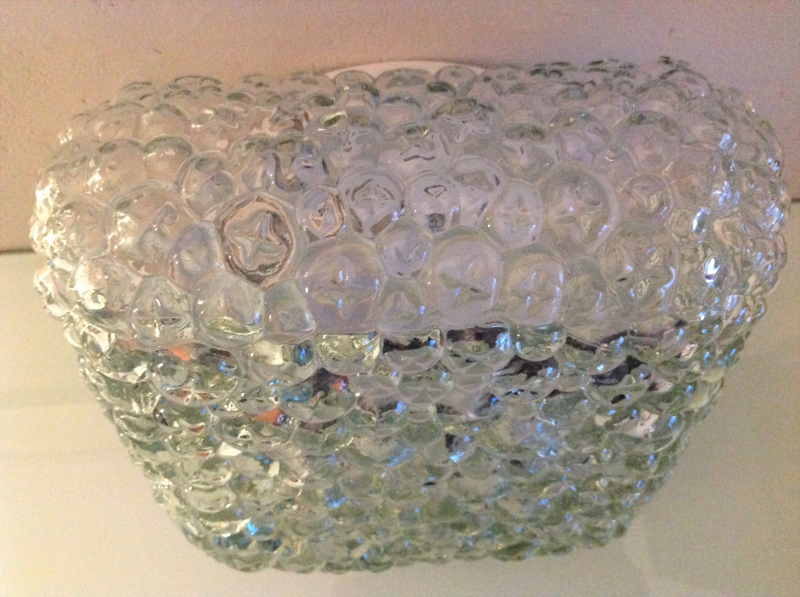 Plafonnier carré en verre bullé / vintage années 60-70