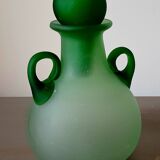 Green eared vial made of Murano glass paste
