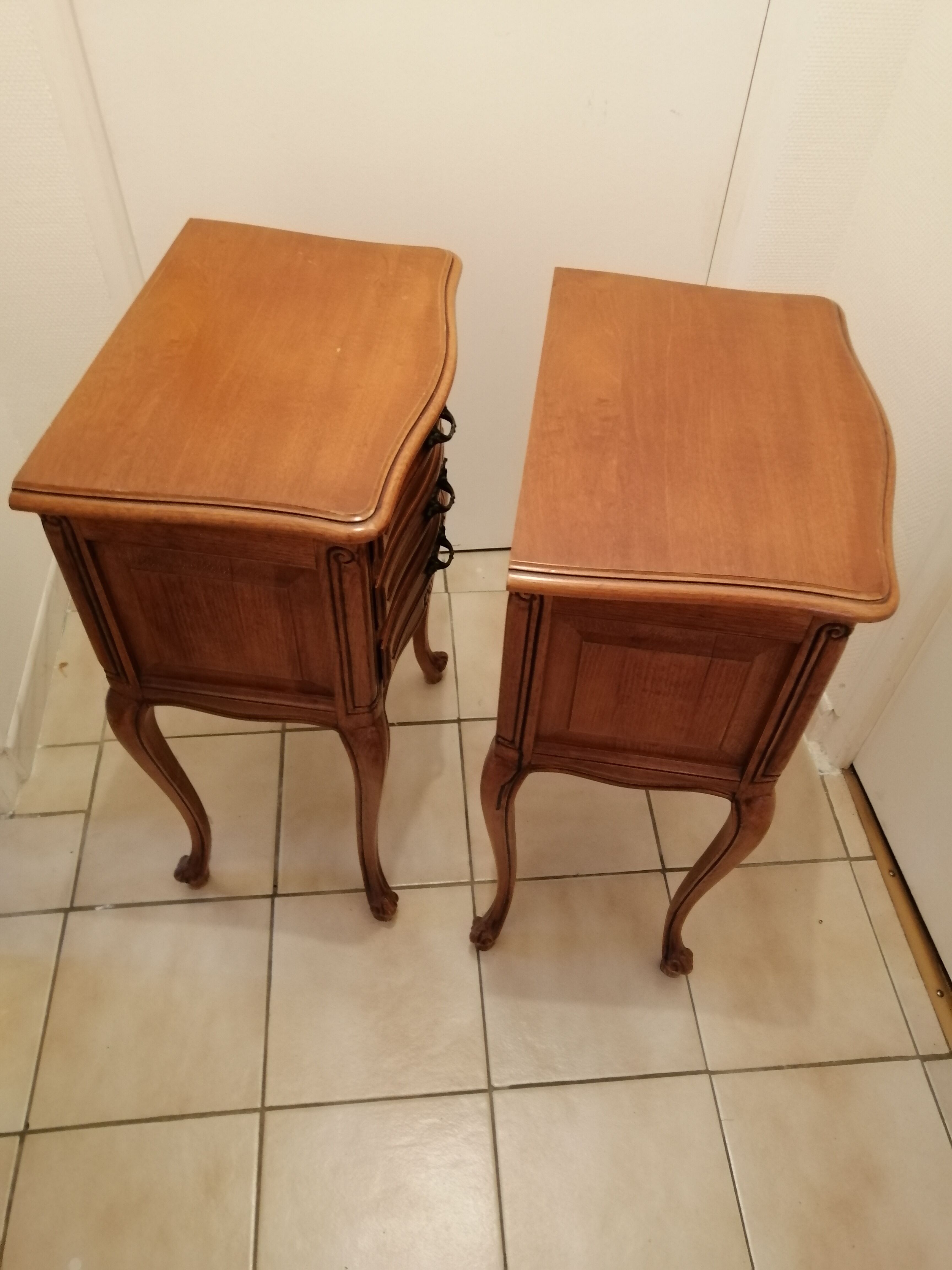 Pair of old wooden bedsides