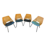 Set of 4 barrel chairs, Steiner , designed by Pierre Guariche
