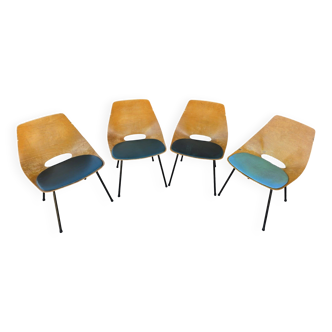 Lot de 4 chaises tonneau Steiner design by Pierre Guariche