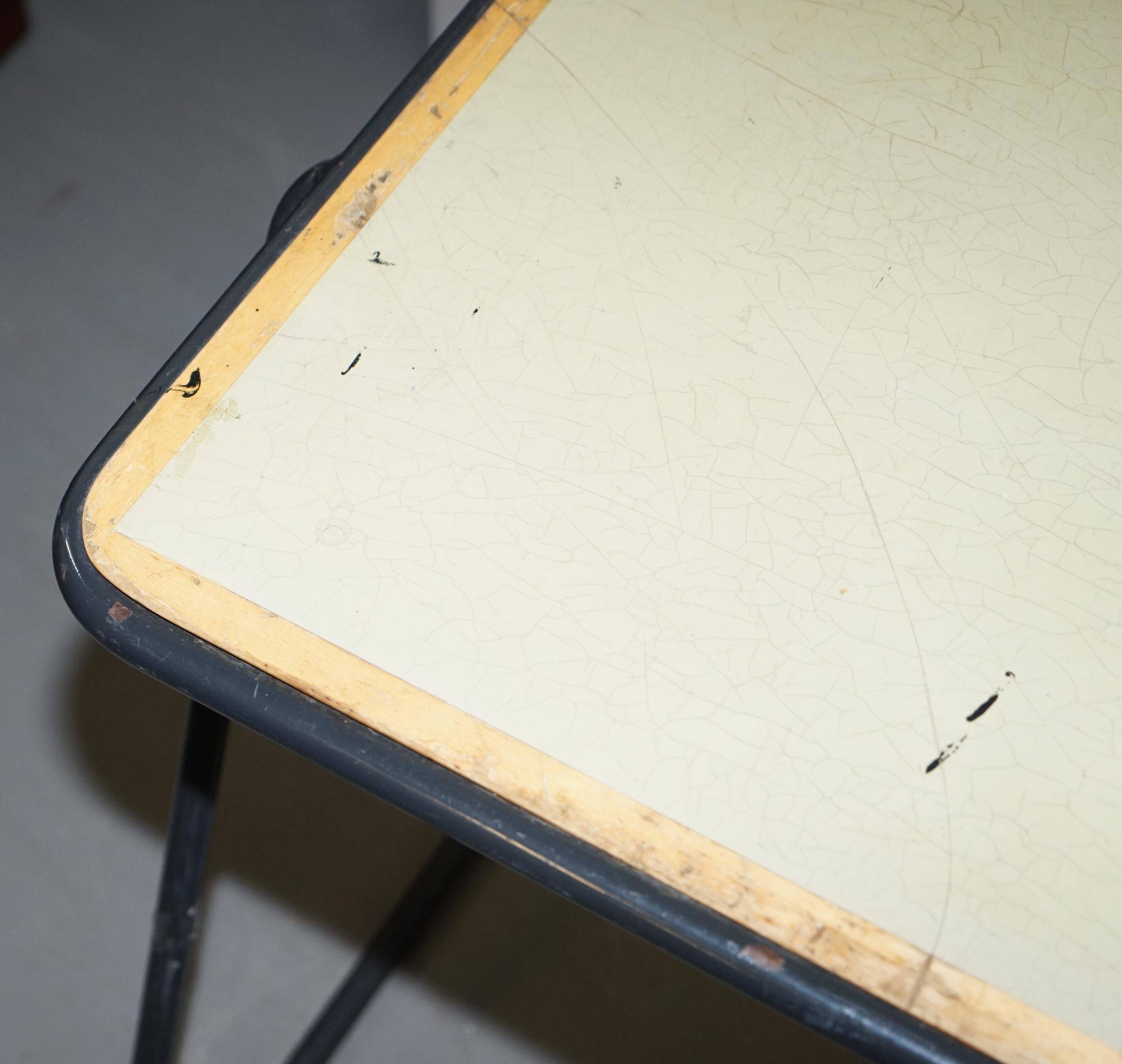 Stackable British military office table in stainless steel