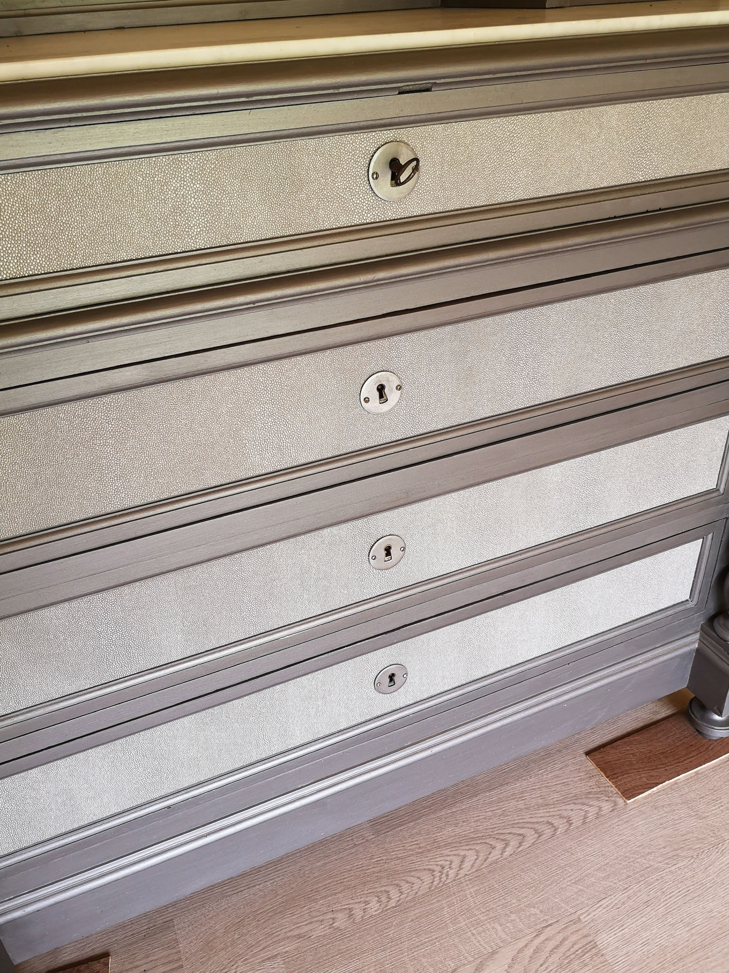 Commodity mirror year 1900 - 1920 Painted wood and white marble