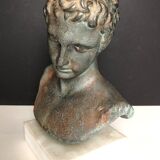 Greek bust in terracotta with bronze patina