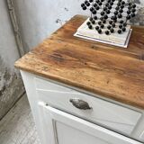 Meuble de métier enfilade patine blanche