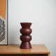 Turned wooden vase in segmented technique, burgundy, Danish, 1970s