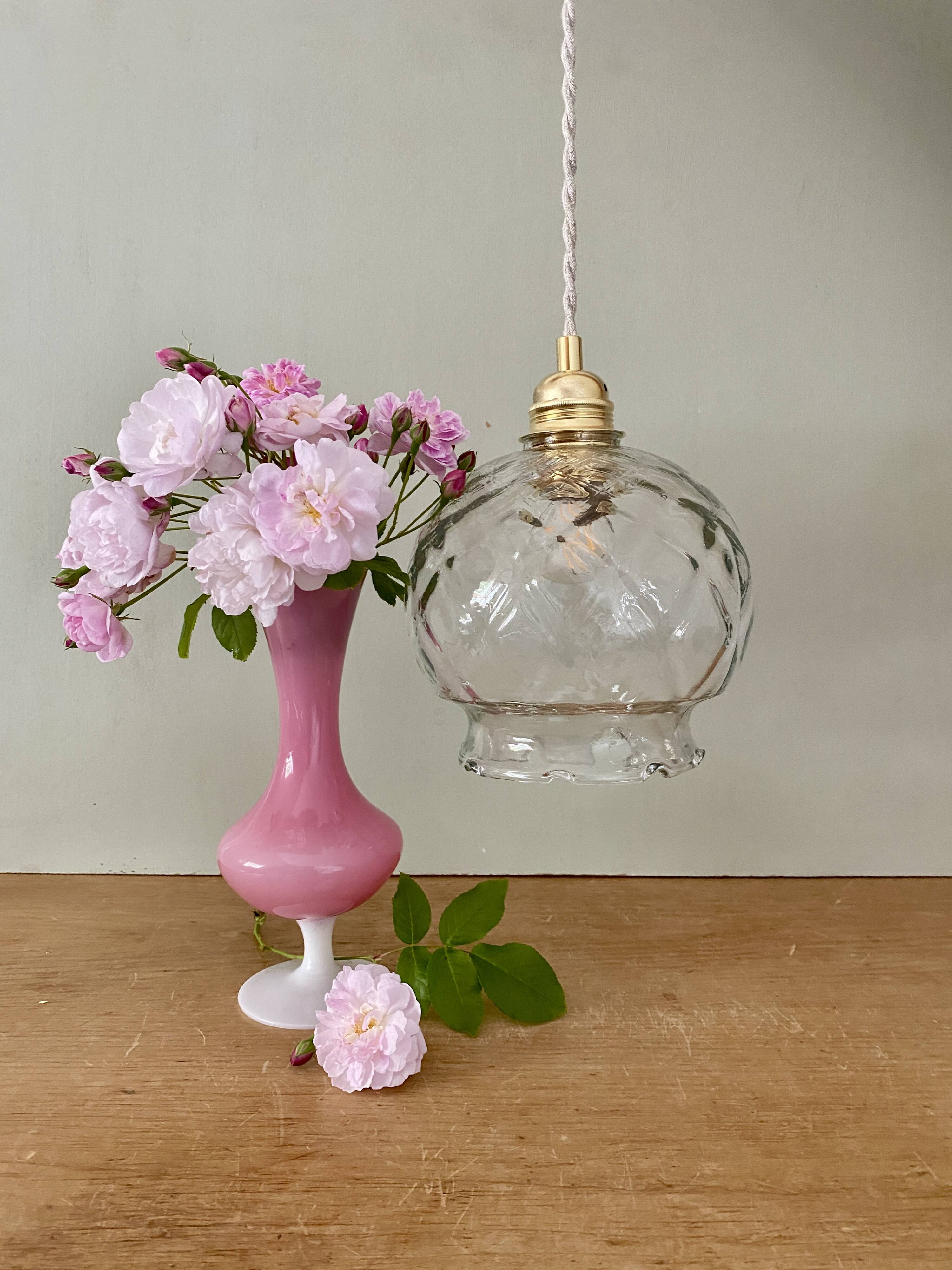 Vintage globe pendant light in transparent glass
