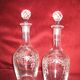2 carafons of chiseled glass