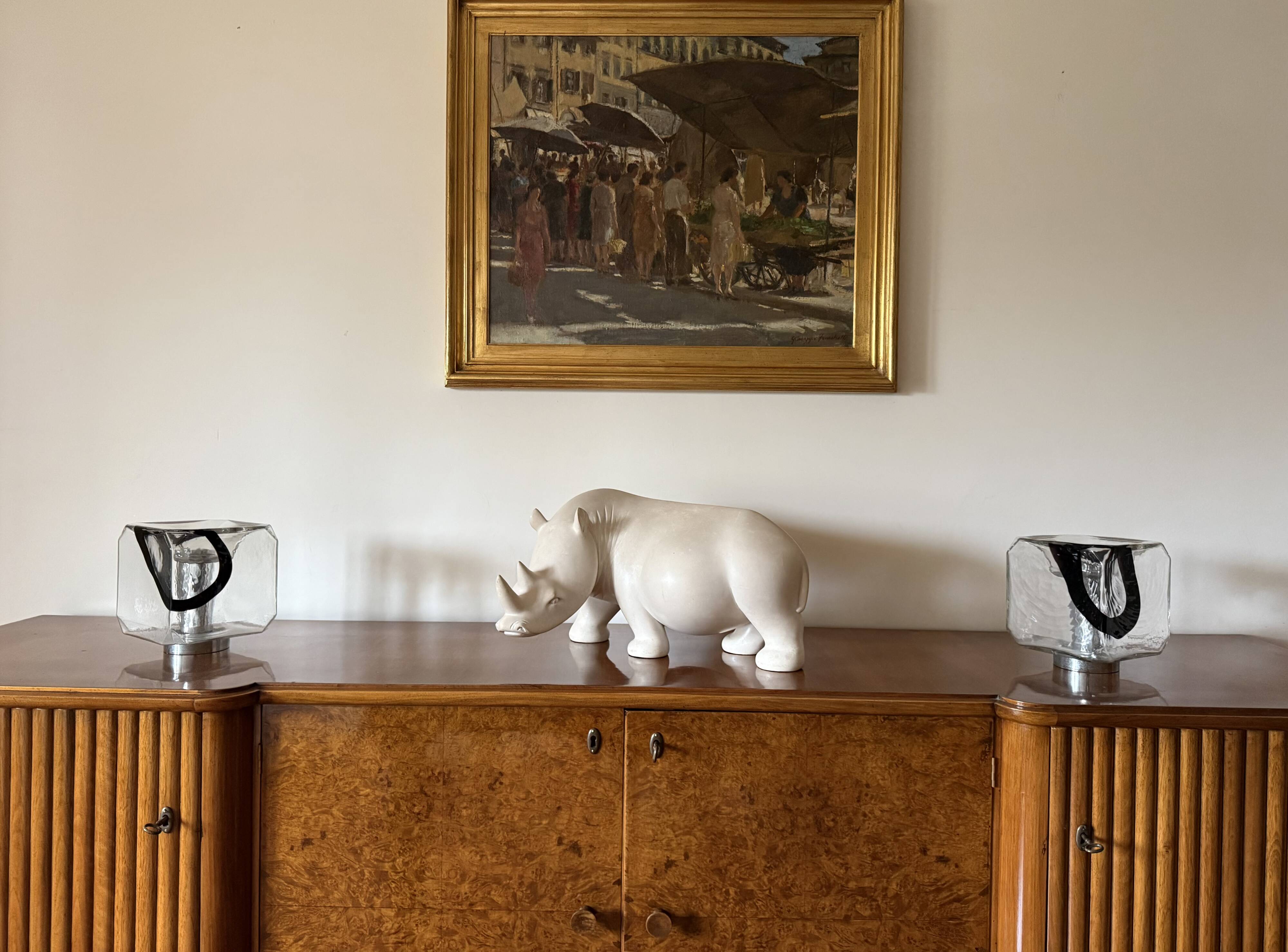 Fratelli Toso, Pair of Murano blown glass lamps, F.lli Toso, Murano Italy 1970s