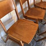 Set of 6 stackable chairs wood feet compass Germany 1960's