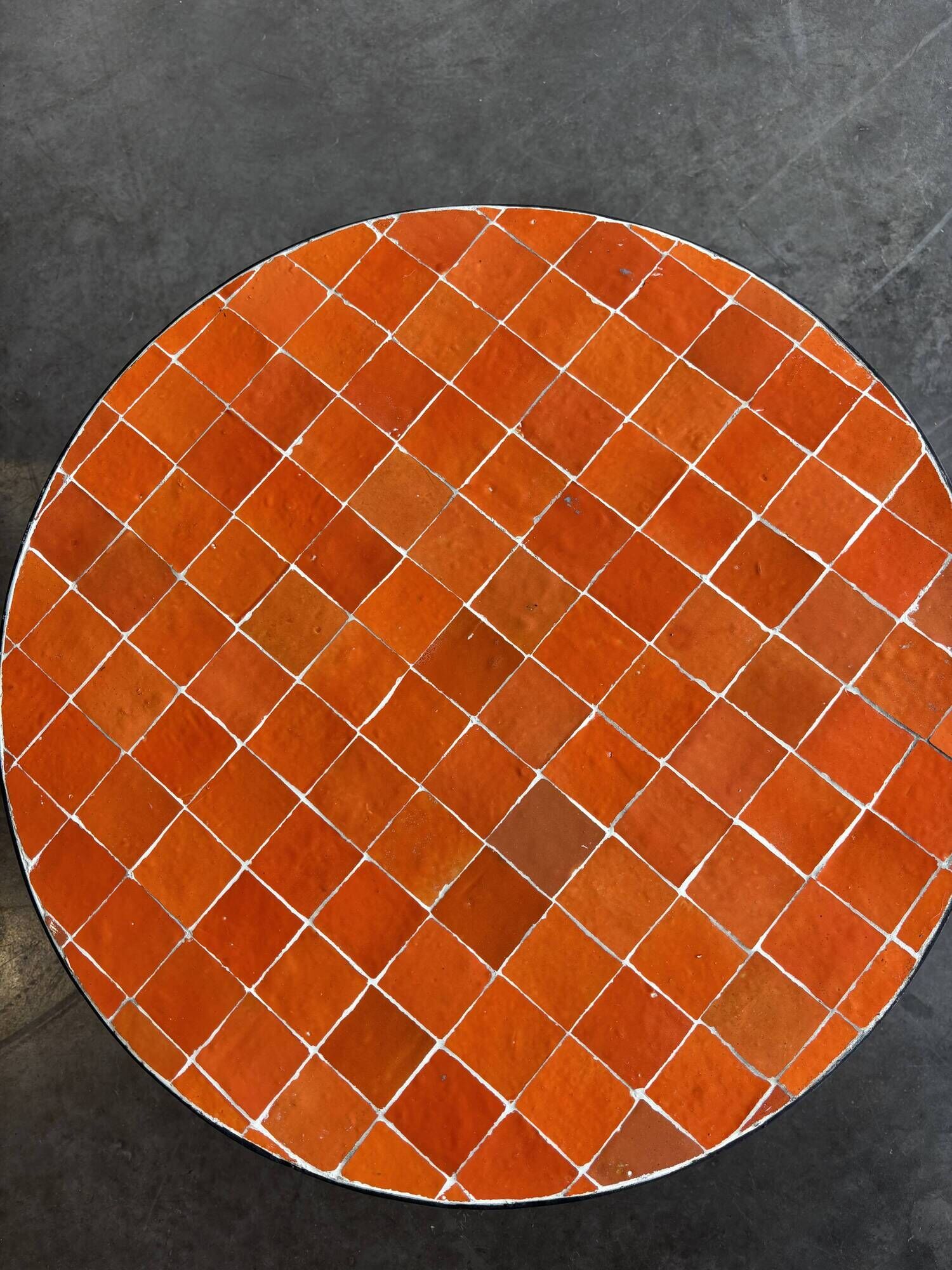 orange coffee table in handmade zellige from Morocco