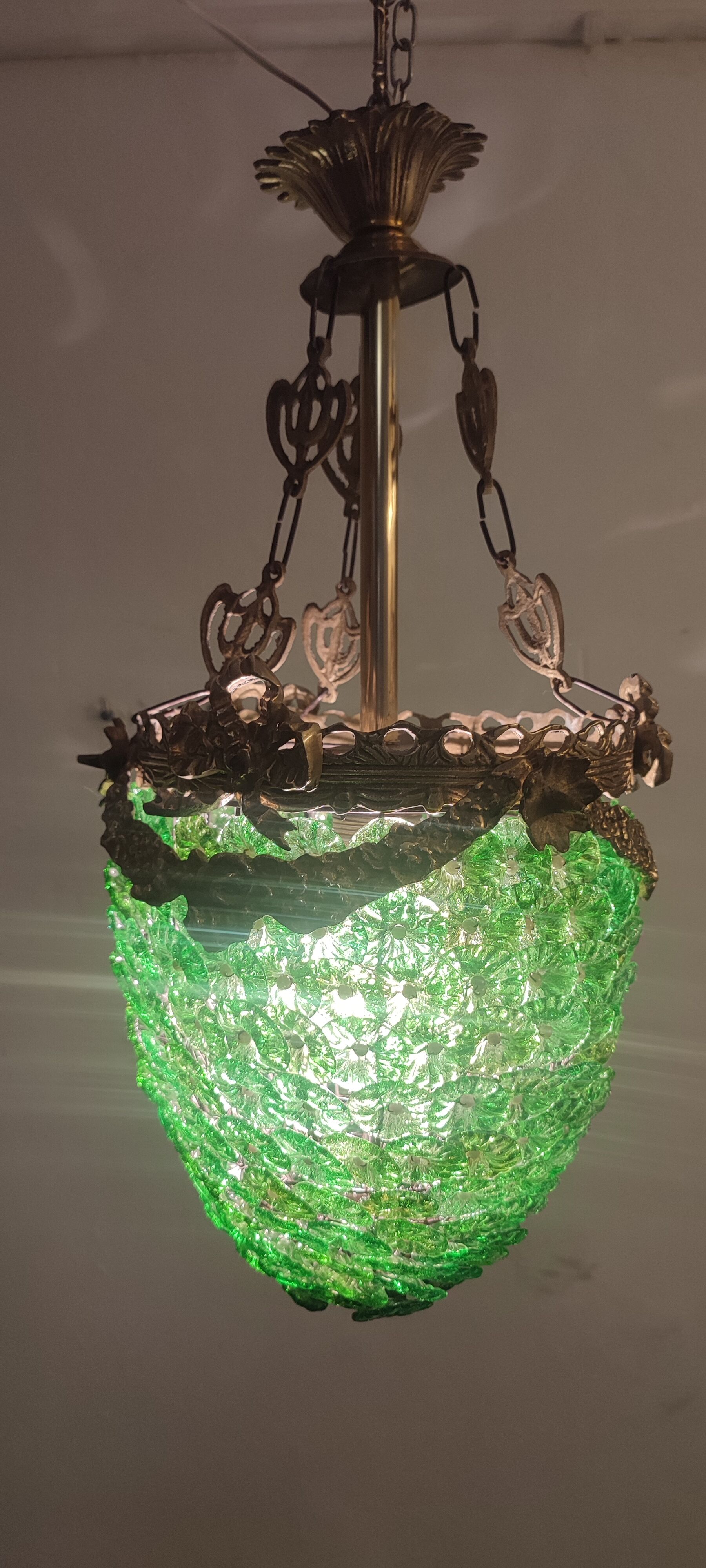 Ceiling lamp with Murano glass flowers. Italy, 1960s