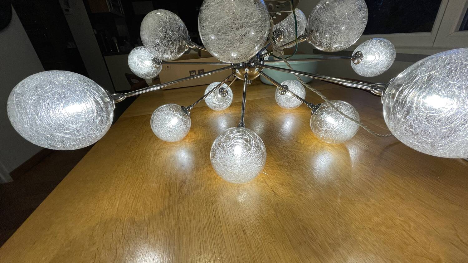Lustre Sputnik 15 boules filament de verre
