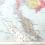 Old map of Indochina Asia 43x43cm from 1950