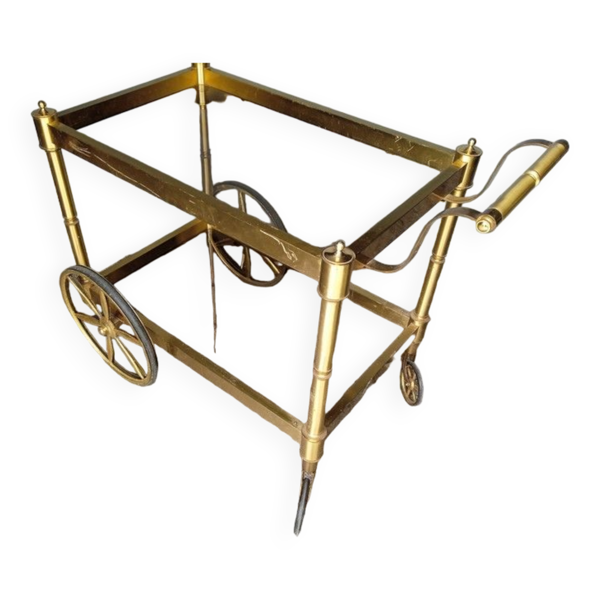 Serving rolling table golden aluminum ep 1970 vintage