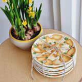 6 orange slip plates