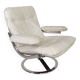 Fauteuil Leolux, fauteuil pivotant avec revêtement en cuir blanc, années 1960