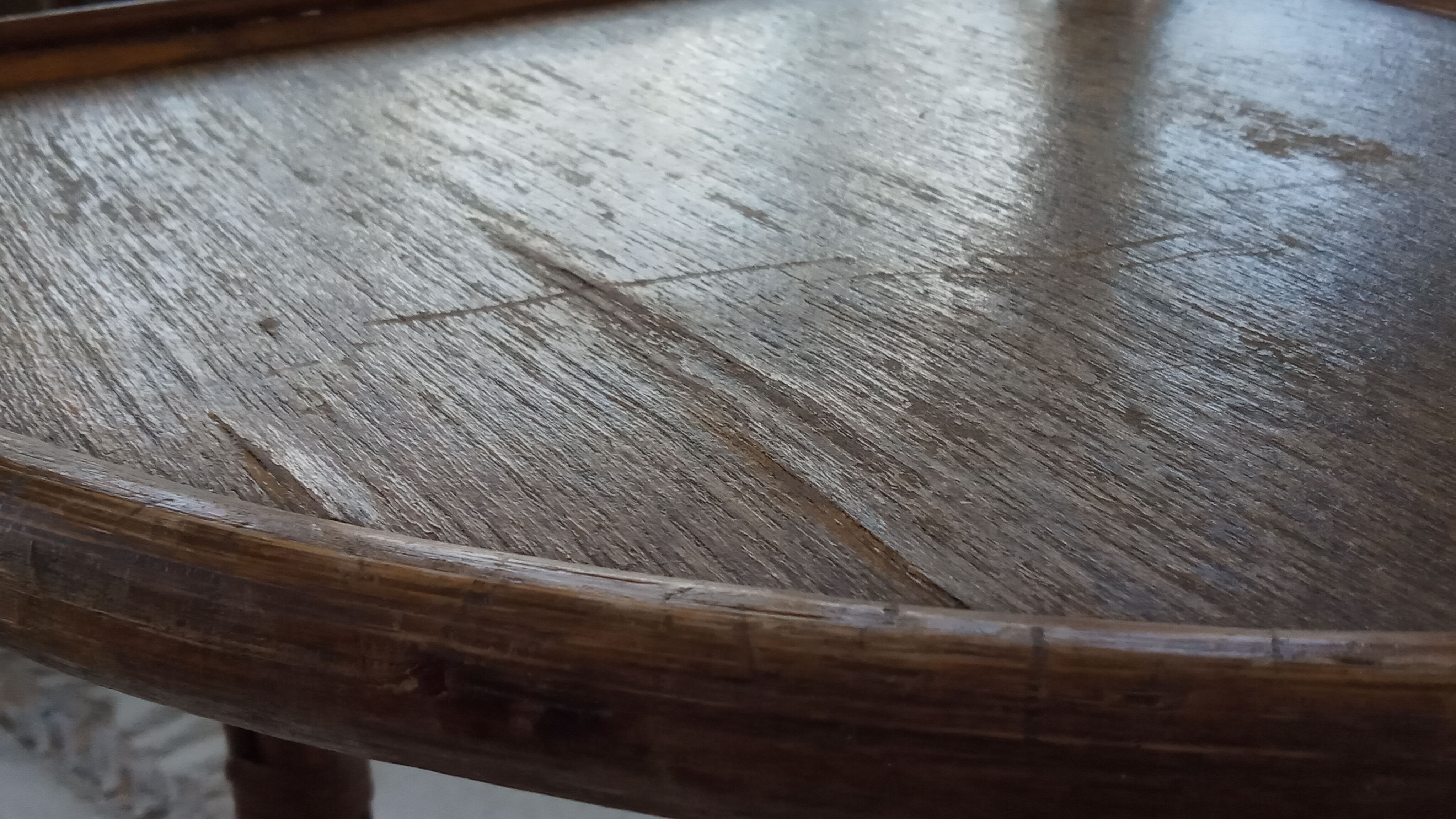 70s rattan corner shelf