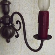 Pair of double Flemish style wall sconces in French silver from the period, with red drops 51.