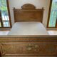 Late 19th century bed – painted maple burl – with base + 135x190 mattress