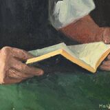 Huile sur toile « polonaise à sa lecture » de a. markowicz – début xxe