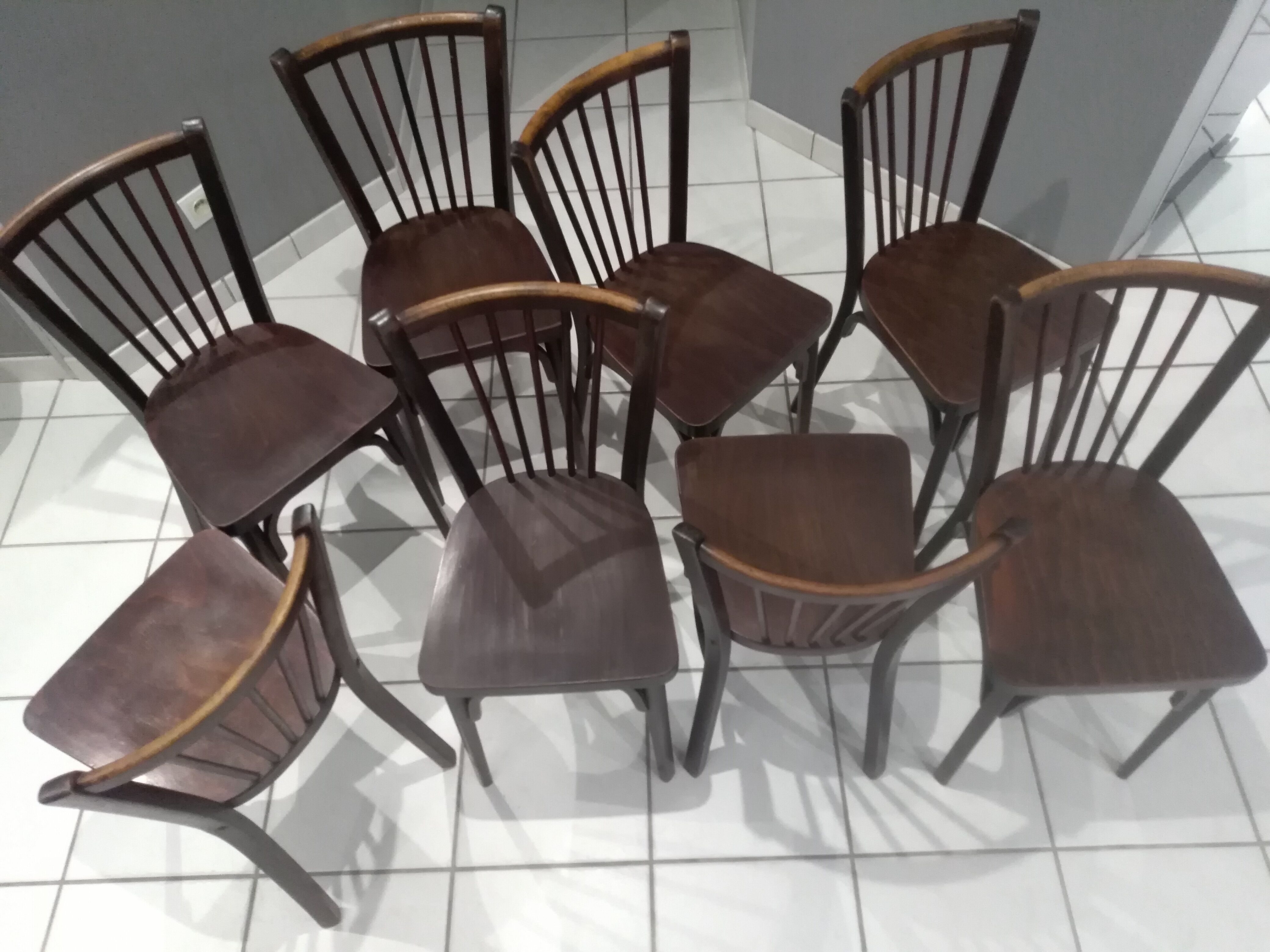 Suite of 8 chairs by Bistrot Baumann 1968