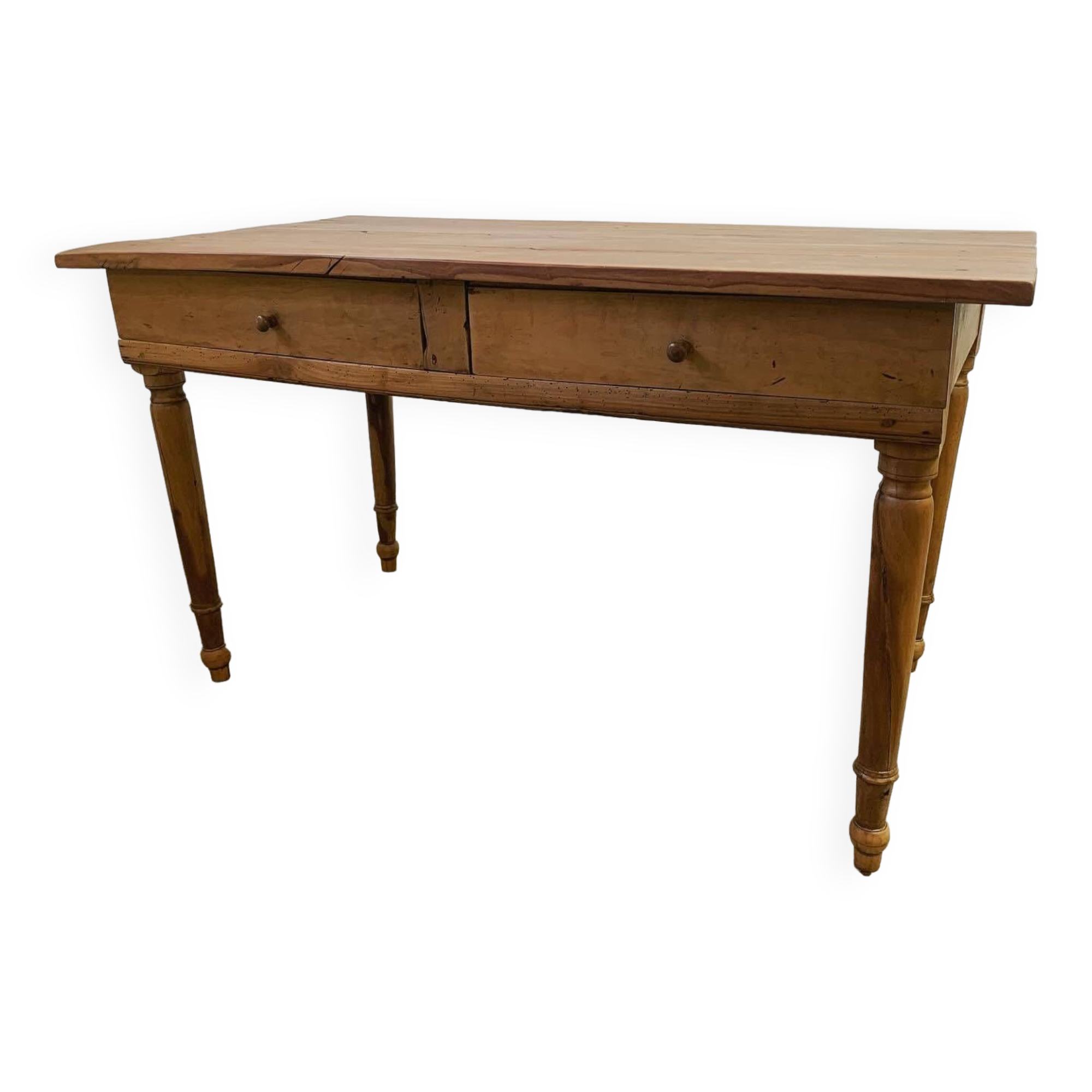 Old walnut farm table with pulls