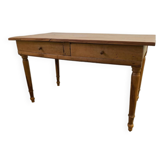 Old walnut farm table with pulls