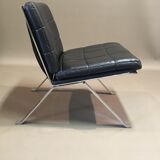 Chair "hans eichenberger" black leather 1960.