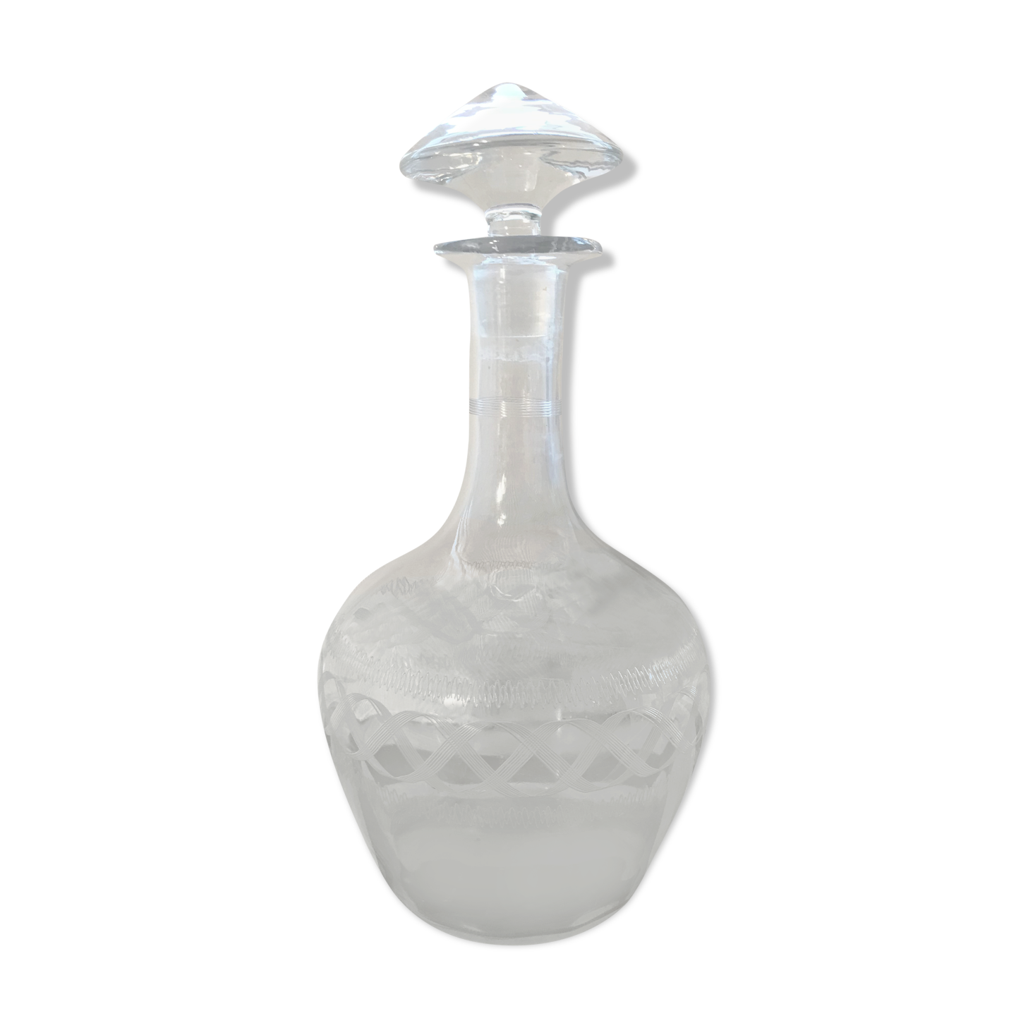 Old Carafe - Glass Bouchon Chiselled Vintage Wine Service